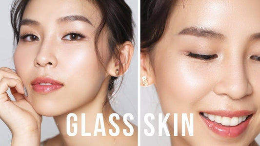 Close-up of a woman's radiant glass skin glow, showcasing a flawless complexion and healthy shine.
