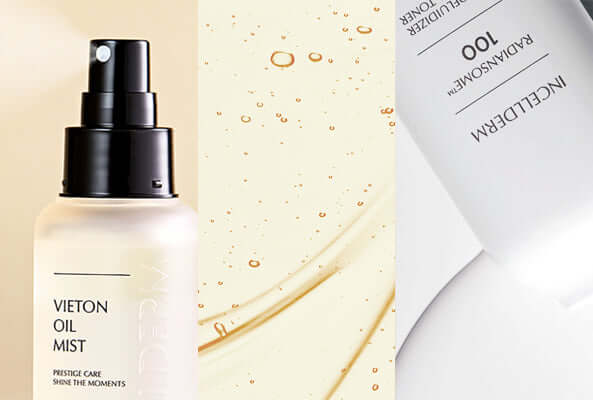 Riman ICD products showcasing Korean KBeauty skincare for hydration and rejuvenation.