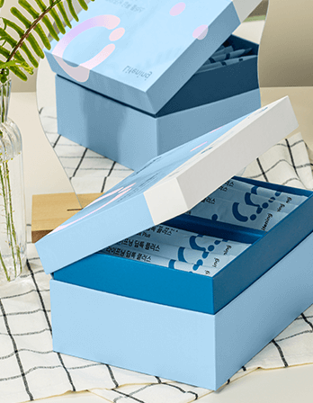 Lifening Deep Talk Plus box with open lid, showcasing sachets for gut health and detox benefits.