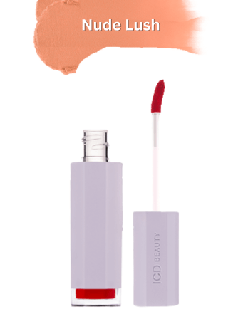 ICD Makeup Butter Lip Tint in Nude Lush with applicator; long-lasting matte color and moisturizing formula.