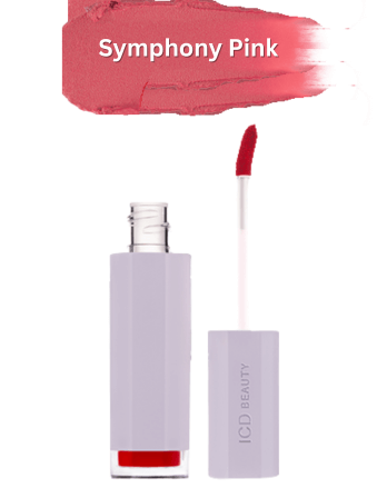 ICD Makeup Butter Lip Tint in Symphony Pink, featuring a cloud-like, matte formula for lasting color.