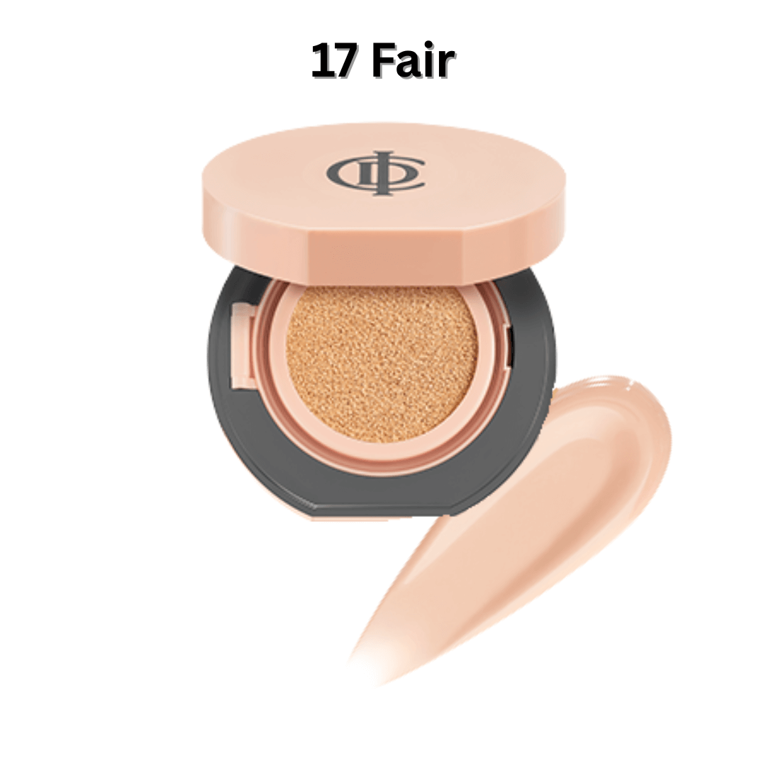 ICD Makeup Luminous Glow Cushion in shade 17 Fair with a swatch, offering buildable coverage and a luminous finish.