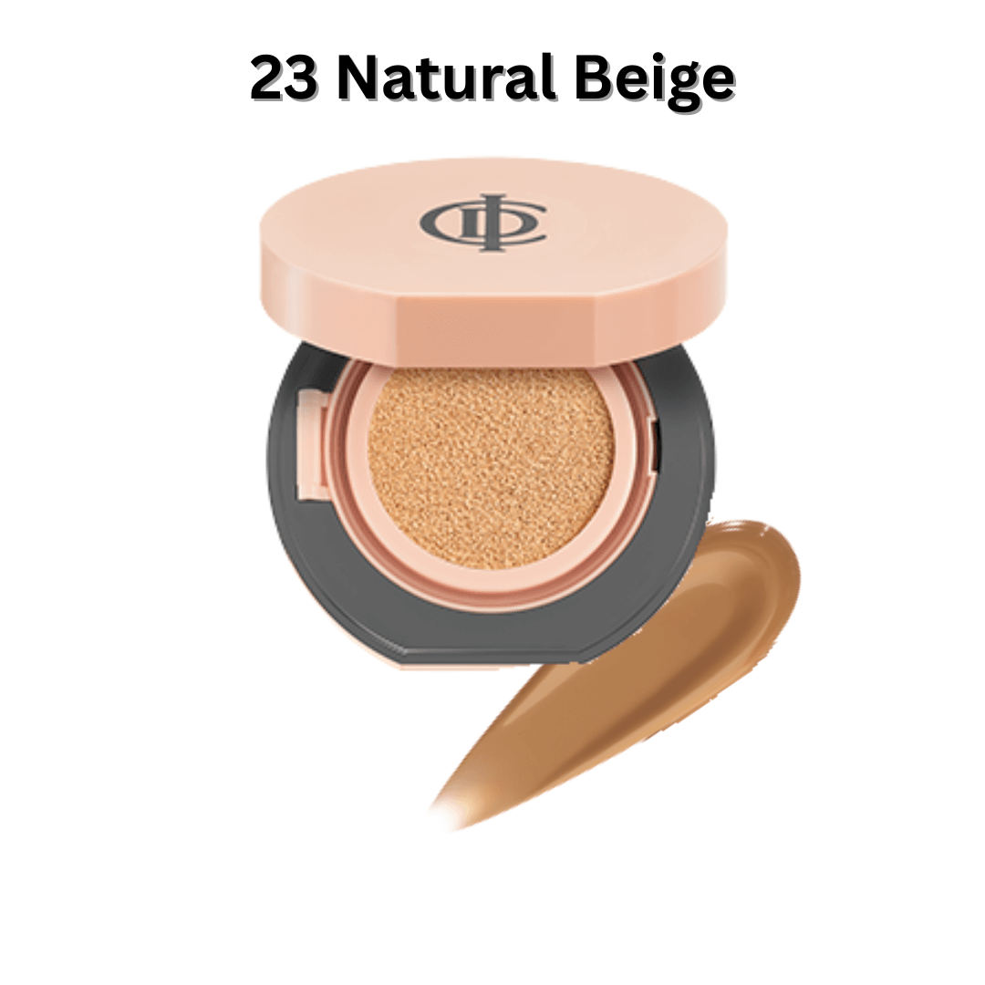 ICD Makeup Luminous Glow Cushion in 23 Natural Beige, showcasing buildable glow coverage and radiant finish.