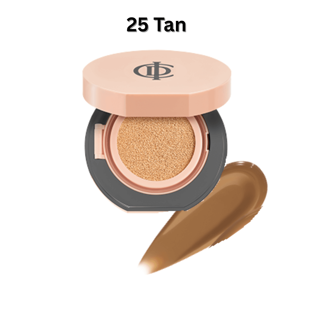 ICD Makeup Luminous Glow Cushion in 25 Tan, showcasing a tan shade with a buildable, luminous finish for glowing skin.