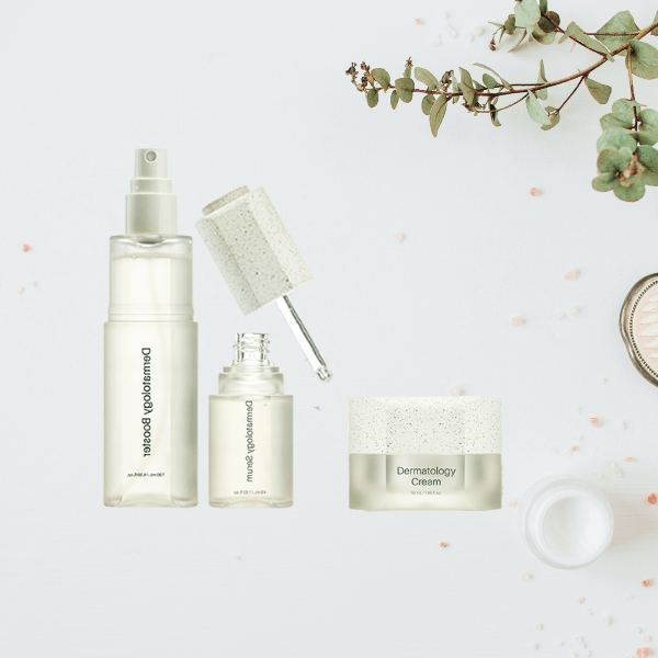 ICD Starter Set featuring Dermatology Booster, Serum, and Cream for hydration and skin improvement.