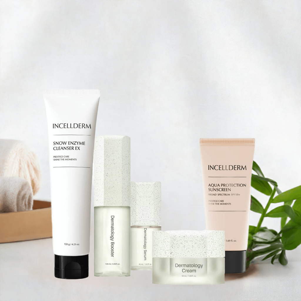 Essential Morning Routine by Riman ICD shown on white background – complete Korean skincare essentials