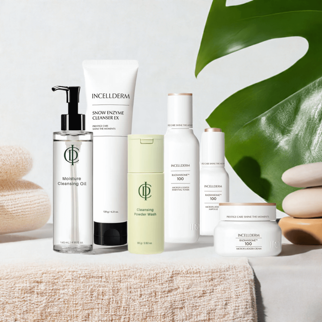 Full Riman ICD Radiansome 100 Advanced Ritual Set displayed in premium packaging – complete Korean skincare routine