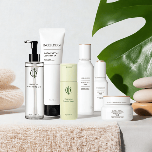 Full Riman ICD Radiansome 100 Advanced Ritual Set displayed in premium packaging – complete Korean skincare routine