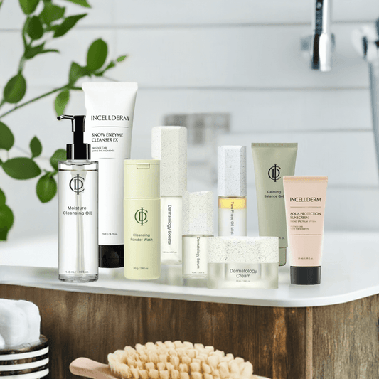 Riman Incellderm Expert Daily Ritual full skincare set displayed neatly – Korean anti-aging skincare routine