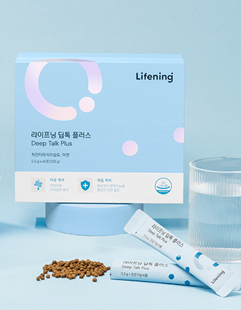 Lifening Deep Talk Plus box with sachets, promoting gut health and detox benefits for mind and body wellness.