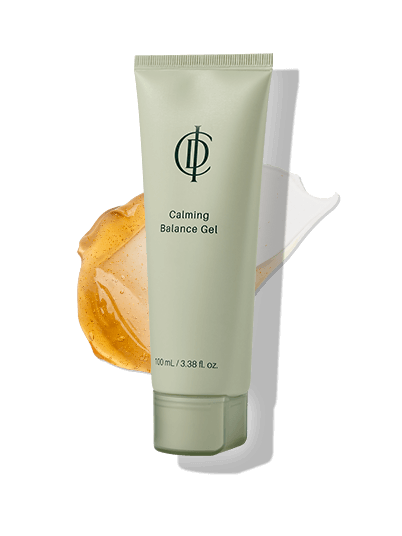Top view of Riman Calming Balance Gel bottle with textured background – Korean skincare for irritated skin