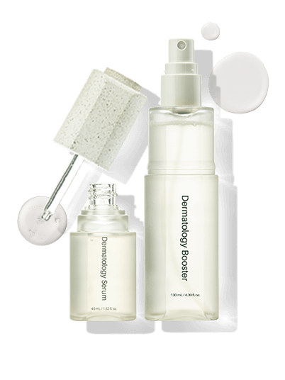 Dermatology Booster EX and Serum EX bottles from Riman ICD Essential Set - KBeauty Glass Skin Secret