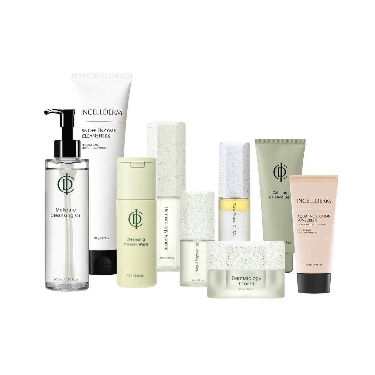 Riman Incellderm Expert Daily Ritual full skincare set displayed neatly – Korean anti-aging skincare routine