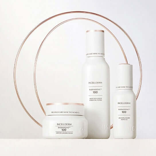 Radiansome Premium Set: three skincare products for moisturizing, brightening, and enhancing skin tone.