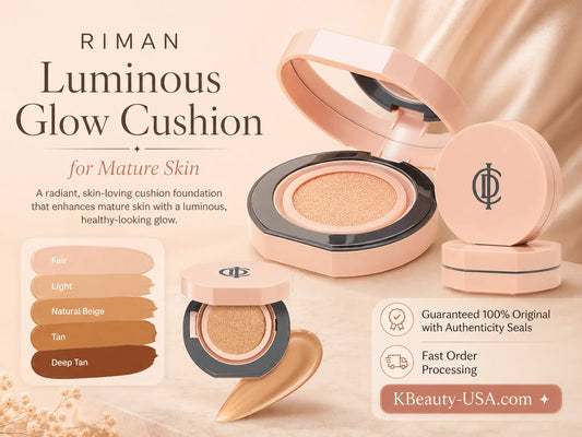 RIMAN Makeup Cushion for a Luminous, Skin-Like Glow with shades for mature skin