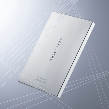 ICD Collagen 100 Melting Sheet Mask packaging showcasing sleek design for youthful, firm skin.
