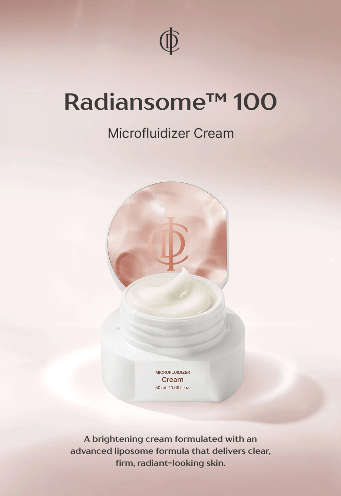 ICD Radiansome 100 Microfluidizer Cream | RIMAN KBeauty Skincare, brightening cream in an elegant jar.