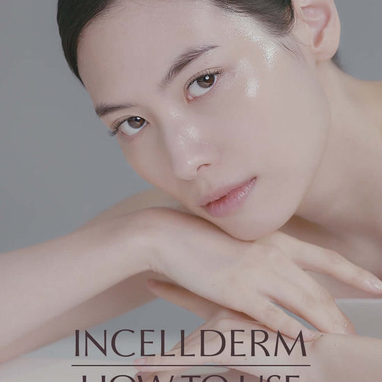 Woman with glass skin using Dermatology Booster EX and Serum EX  f