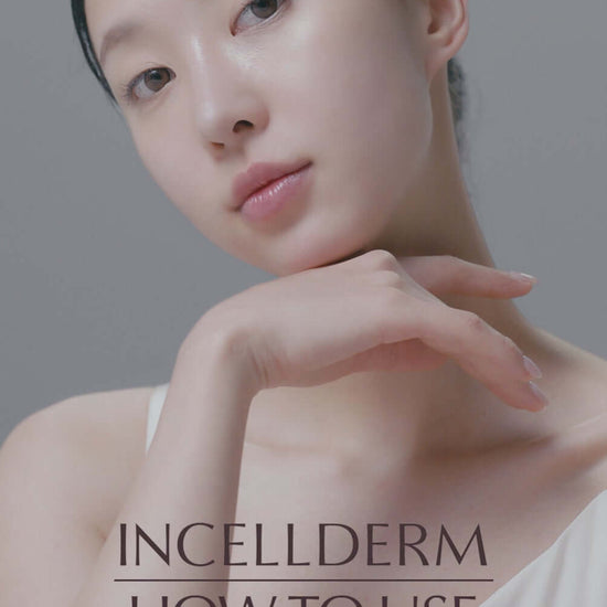 Model demonstrating how to use Incellderm Snow Enzyme Cleanser EX for effective skin cleansing.
